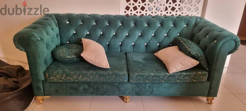 Royal Green Chester Diamond Design Sofa 2