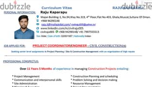 Experienced Civil Engineer Seeking Job as a Project Coordinator/Engg.