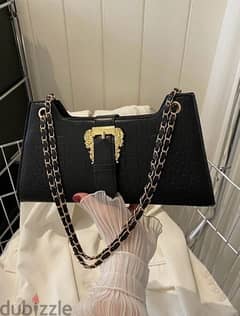 Fashionable Crocodile Pattern Bag With Metal Chain