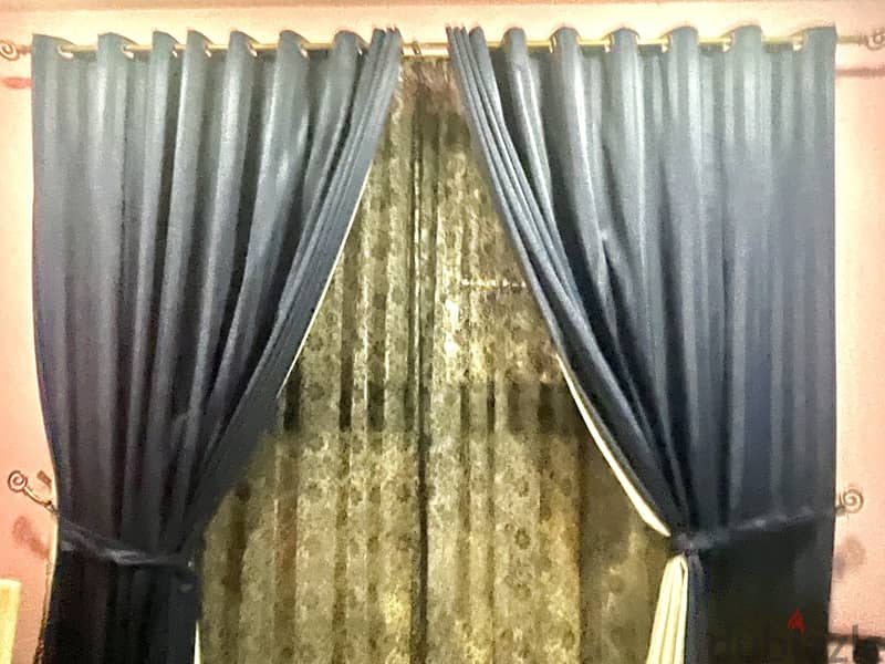 CURTAINS ( 2 LAYERS)&accessories -Colors Dark Blue, Ash and Off white 1