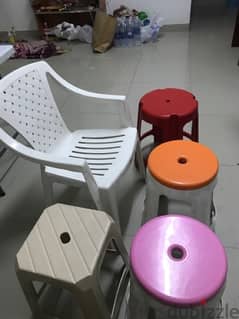chair and stools - 5 pieces for sale