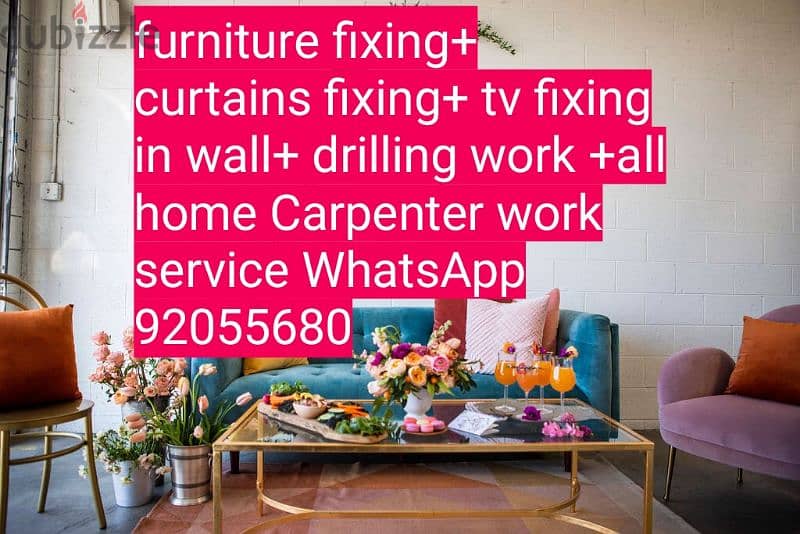 curtains,tv,ikea,wallpaper fixing/drilling work/Carpenter/repair work 7