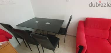 glass table with 4chair