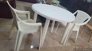 Outdoor Round Folding table and 2 Chairs