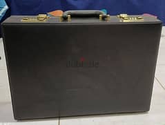 Leather briefcase with number lock combination
