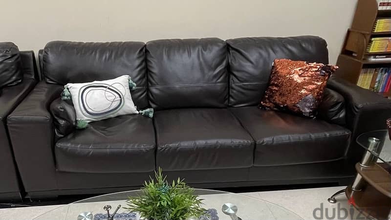 3 seater dark brown leather sofa/ large sofa 0