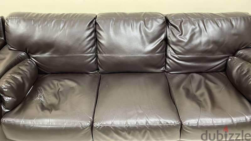 3 seater dark brown leather sofa/ large sofa 2