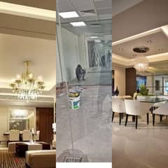 gypsum board design and paint work and glass partition work