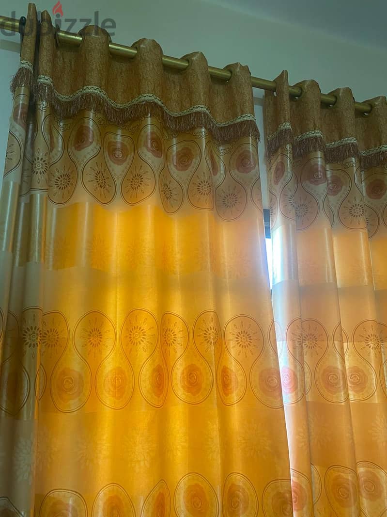 2 pair of curtains with curtain rods 4