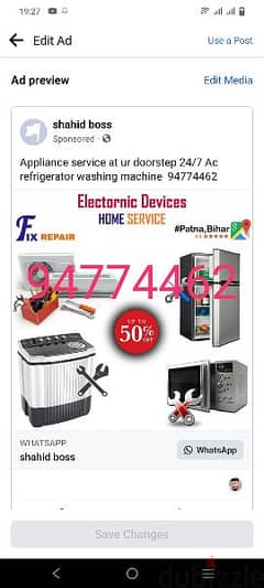 Fridge freezer washing machine Dishwasher AC microwave service centre.