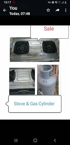 STOVE + HALF FILLED GAS CYLINDER  PICK UP ON 4TH