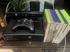 XBOX 360 S CONSOLE with KINECT SENSOR and CONTROLER.  8 Games included