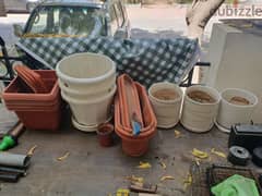 plant pots ceramic and plastic all for 10 omr