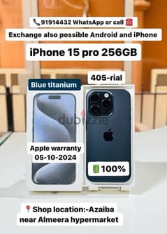 iPhone 15 pro 256GB - Blue titanium - 05-10-2024 Apple warranty