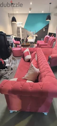 sofa,mirror, 2 extra chair , 1 bed