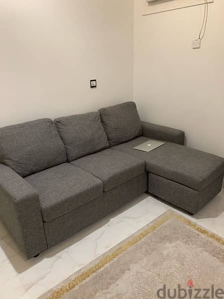 L shape sofa 3months used | كنبة للبيع مستخدم ٣ شهور 2