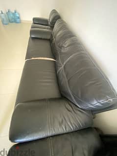 leather sofa black 7 seater