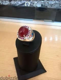 silver men ring with ruby afriqi