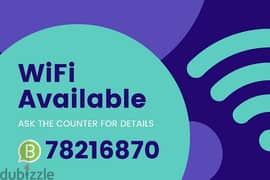 free free WiFi connection available call wattsap 78216870