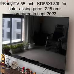 Sony TV - inch - KD 55XL80L FOR SALE - ASKING PRICE - 225 OMR