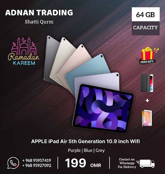 Ipad 10 Generation 64 GB WiFi and available all Ipad series 9