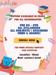 Tuition Available In ghala from grades Kg -8th for all nationalities