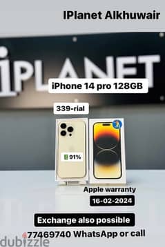 iPhone 14 pro 128GB battery 91% 11 month Apple warranty remaining good 0