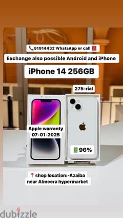 iPhone 14 256GB - 07-01-2025 Apple warranty - good phone