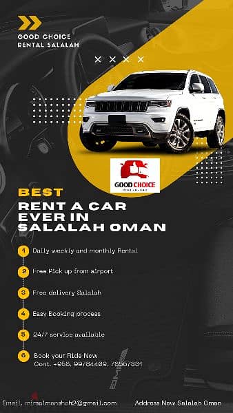 Good Choice Rent A Car salalah oman
 Free delivery 0