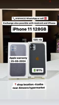 iPhone 11 128GB - 25-06-2024 Apple warranty - with box - . good phone 0