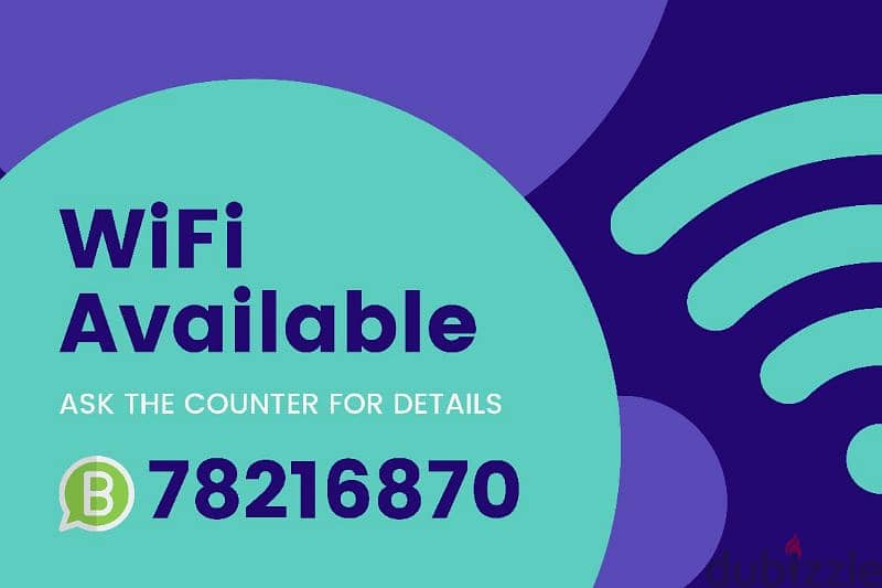 internet WiFi connection available call wattsap 78216870 0