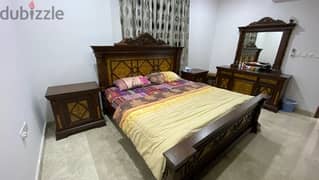 king bed + 2 bed side table + dresser + 7 seater sofa set for sale 0