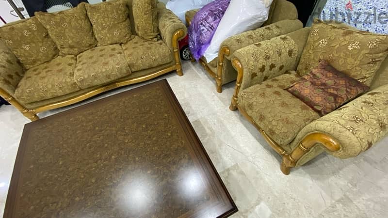 king bed + 2 bed side table + dresser + 7 seater sofa set for sale 1