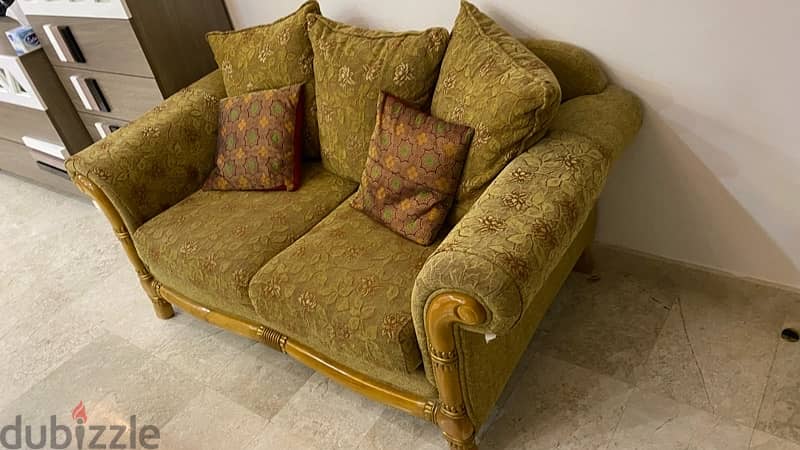 king bed + 2 bed side table + dresser + 7 seater sofa set for sale 2