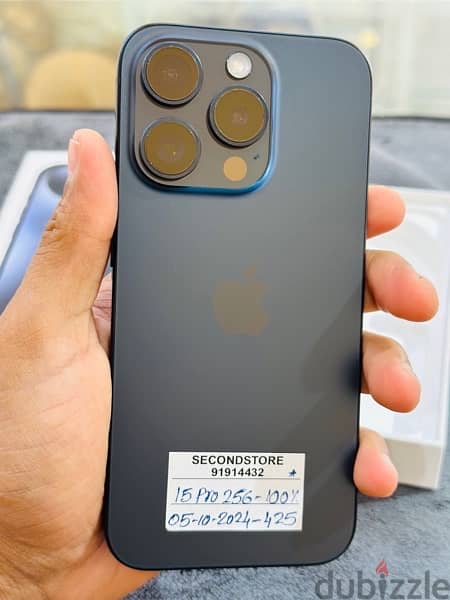 iPhone 15 pro 256GB - blue titanium - 05-10-2024 apple warranty - good 1