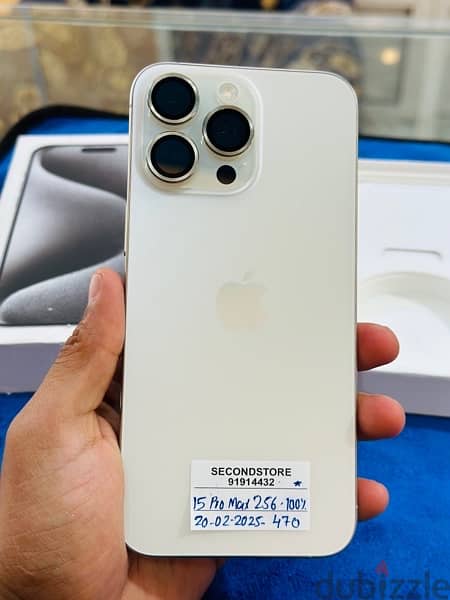iPhone 15 pro max 256GB - white titanium - 20-02-2025 apple warranty 0