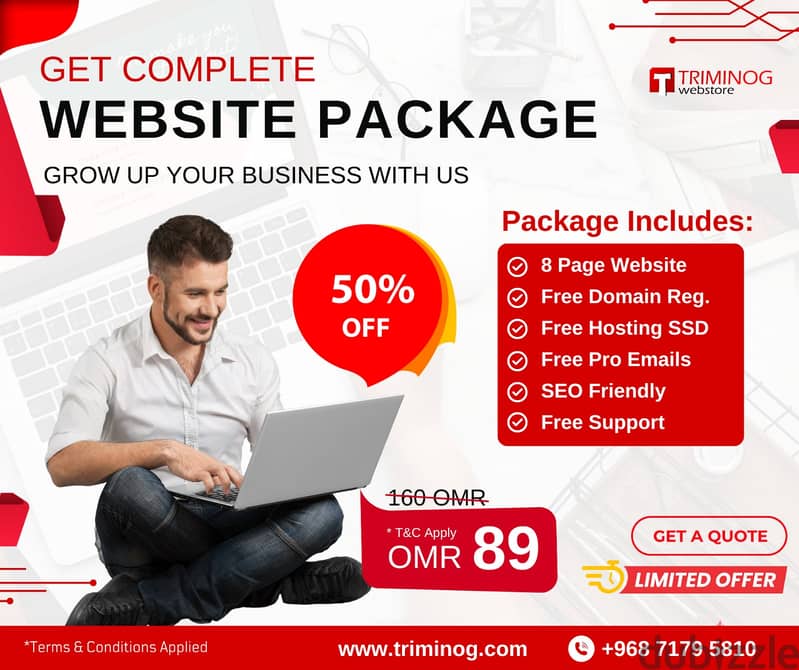 Company Website Development, Domain, Hosting, Emails, Offers 0