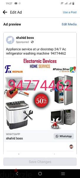 Appliance service at ur doorstep 24/7 Ac refrigerator washing machine 1