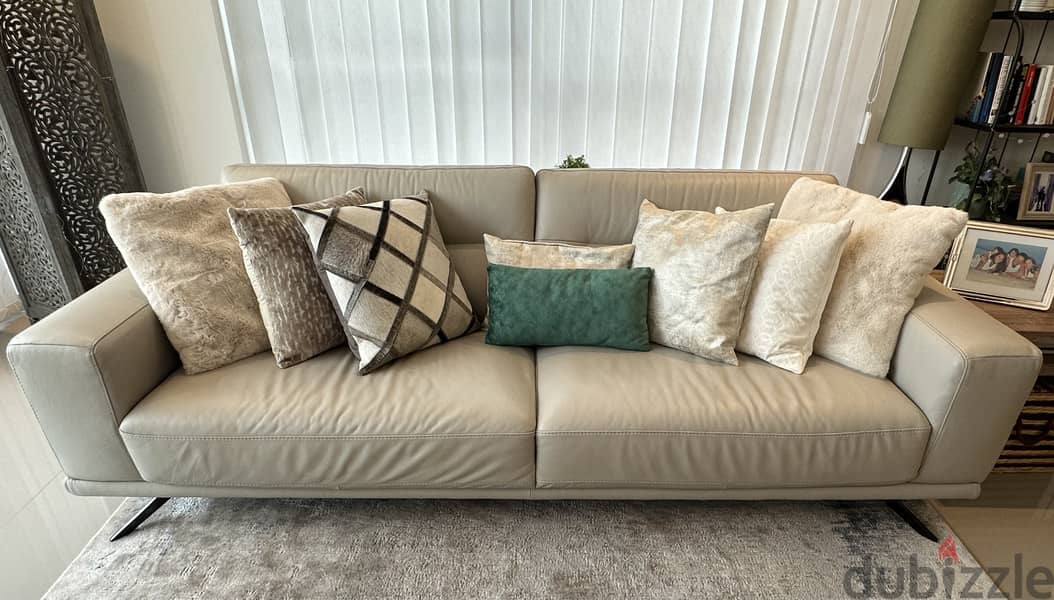 Leather Sofa - Light Grey (Marina Home) 3