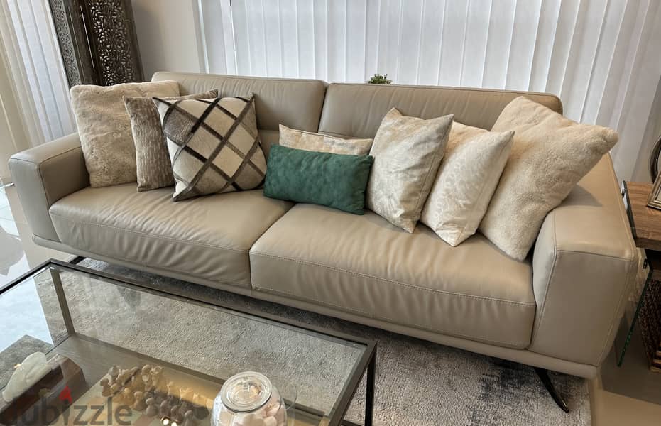Leather Sofa - Light Grey (Marina Home) 2