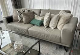 Leather Sofa - Light Grey (Marina Home)