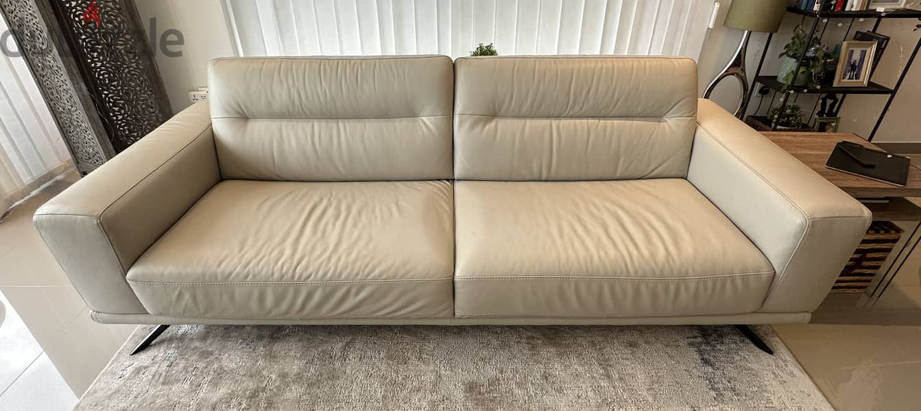 Leather Sofa - Light Grey (Marina Home) 4
