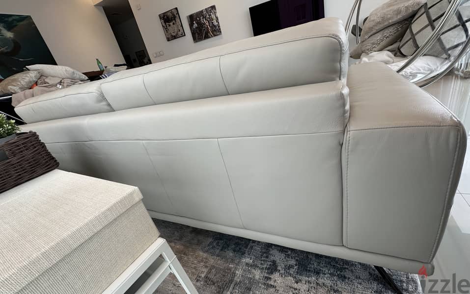 Leather Sofa - Light Grey (Marina Home) 11
