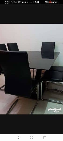 GLASS dinning table with 6 chairs 3