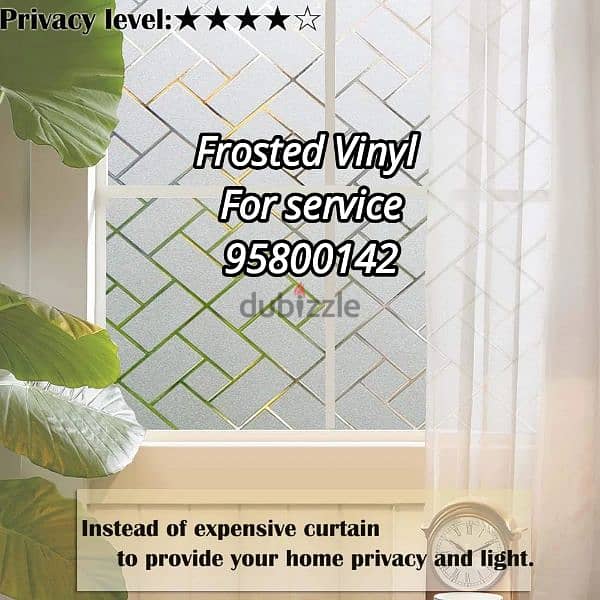 Frosted Vinyl Sticker, Glass Blind, Window tint stickers, UV protected 0