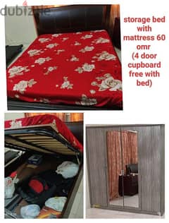 king size bed with mattress and cupboard