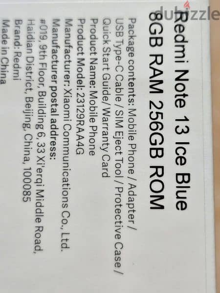 Redmi note 13 8 rm gb 256 only box Open No use full warranty bill 1