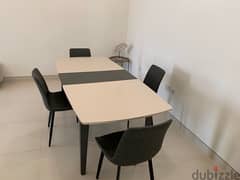 Dining Table with 4 leather chairs