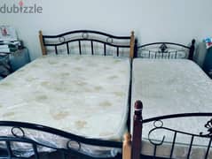 Steel Double bed, Single bed with mattresses