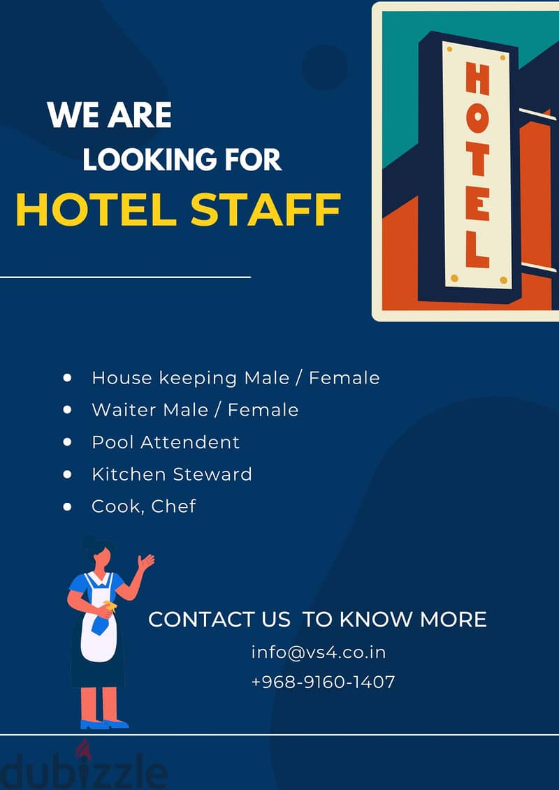 hospitality Staff for oman hotel's 2